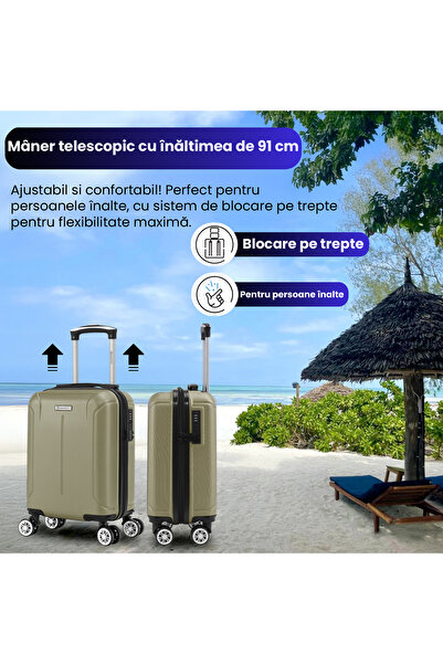 Quasar & Co. Cabin trolley, 40x30x20cm, hand luggage, trolley with lock, suitcase with 4 removable wheels, ABS, SMART, champagne