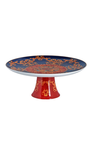 Lucky Art Clarissa Bone China - Blue and White Natural Pattern, 27 cm Cake Stand