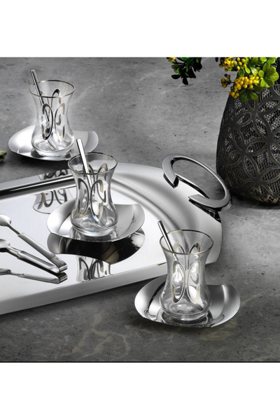 Tiamo Amor Tea Set 40 Pieces / for 12 People (with Steel Round Sugar Bowl)