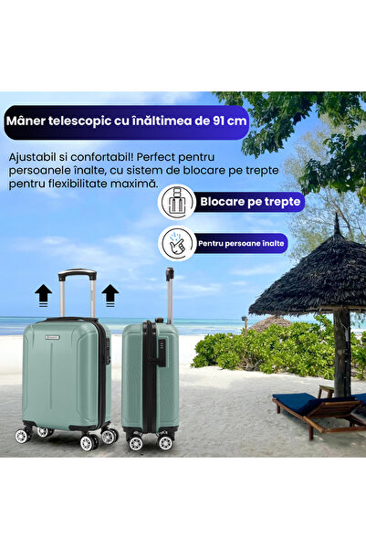 Quasar & Co. Cabin trolley, 40x30x20cm, hand luggage, trolley with lock, suitcase with 4 removable wheels, ABS, SMART, turquoise