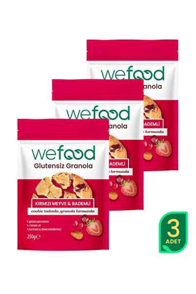 Wefood Glutensiz Granola Kırmızı Meyve & Bademli 250 gr 3'lü