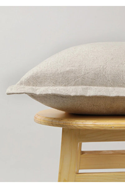 tab-linnn Tera 2-Piece Natural Raw Linen Throw Pillow-Rustic, Hand Sewing, Pillow Case