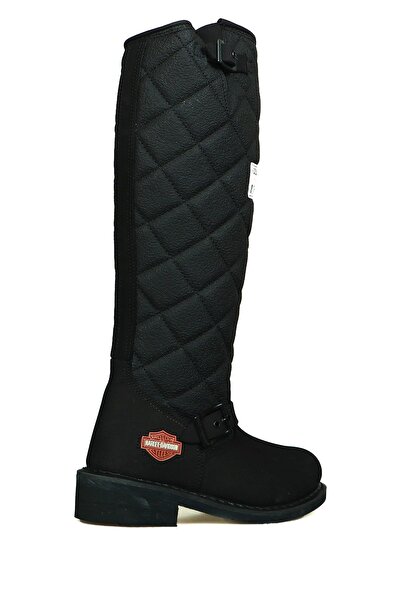 Harley Davidson Laconia Hakiki Deri Siyah Nubuk Kadın Çizme