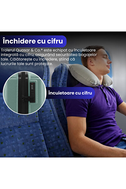 Quasar & Co. Cabin trolley, 40x30x20cm, hand luggage, trolley with lock, suitcase with 4 removable wheels, ABS, SMART, turquoise