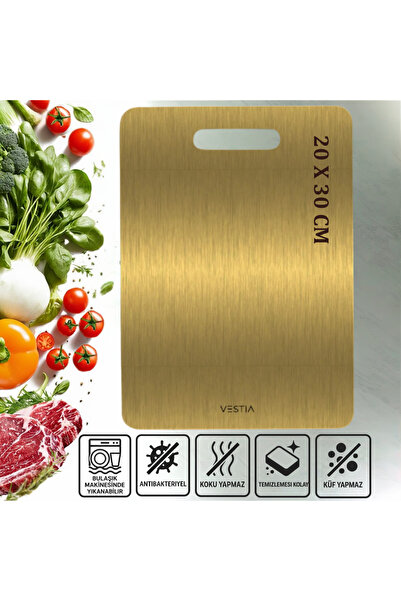 VESTİA Viral Stainless Steel Titanium Gold Plated Steel Cutting Board