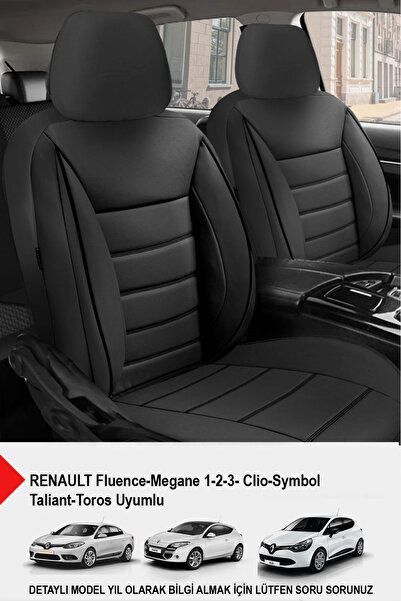 GM-DESIGN غطاء مقعد سيارة من الجلد باللون الأسود (متوافق مع رينو فلوانس-ميغان 1-2-3-كليو-سيمبول-تالانت-توروس)