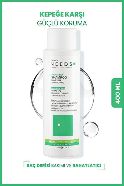 Derma Needs Kepek Karşıtı Şampuan 400ml | Arındırıcı |B3 B5 B7 Vitaminli, Amino Asitli | Sülfatsız