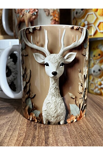 thekam Geyikli Kupa Bardak 3d Efekt, Geyik Baskılı Kupa Bardak - The Kam Concept