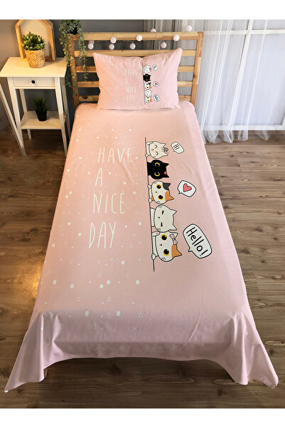 milroma Evmila Kedi Desenli Dekoratif Desenli Çocuk Yatak Örtüsü
