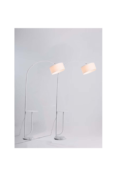 Taimi Pack of 2 Pure Natural Marble Floor Lamp with Shelf White