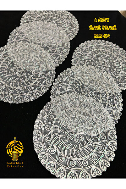 Tekstilsa مناديل تقديم الكوكتيل من الدانتيل الزخرفي طراز فلورا، 6 قطع، لون بن...