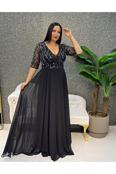 E&A Eren Abiye KISA KOL BONCUK ISLEMELI SIFON ELBISE