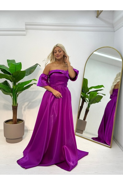 E&A Eren Abiye Straplez Kol Detaylı Kloş Abiye