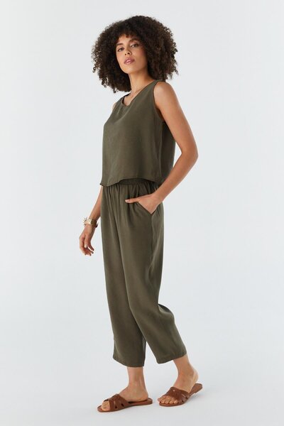Shopping Shop Suspender Blouse Trousers Set Khaki