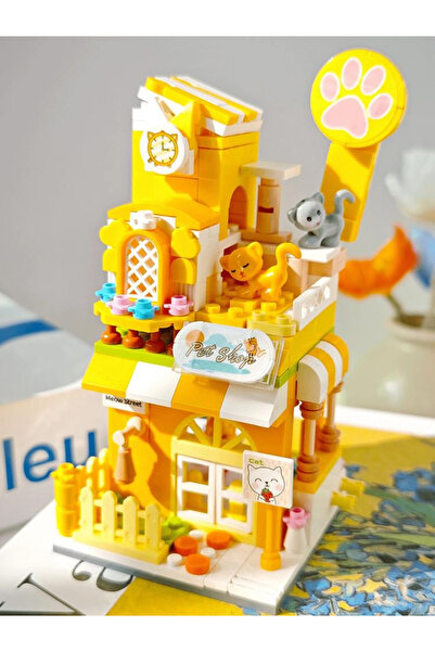 Fun Sunster Company™ Mini Blok Kedi Evi Kendin Yap Seti – 268 Parça + Sticker...