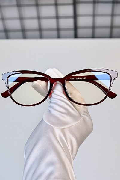 LOOKUP Mavi Işık Korumalı Bordo Gözlük Cat Eye Optik Uyumlu (Camı Değişebilir...