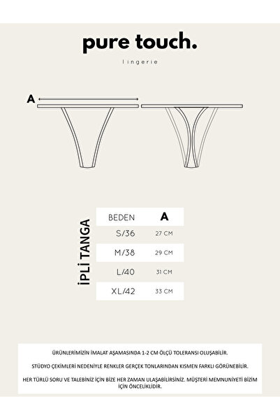 pure touch lingerie Kadın Ipli Ip Lastikli 5'li Tanga - String Tanga Külot / Siyah