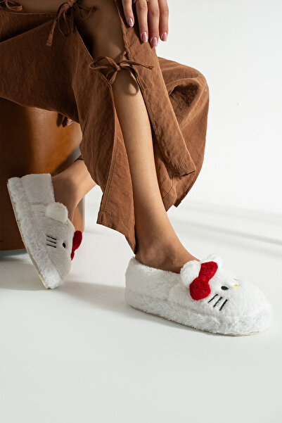 Moda Devrin Red Bow Tie Cat House Boots Slippers