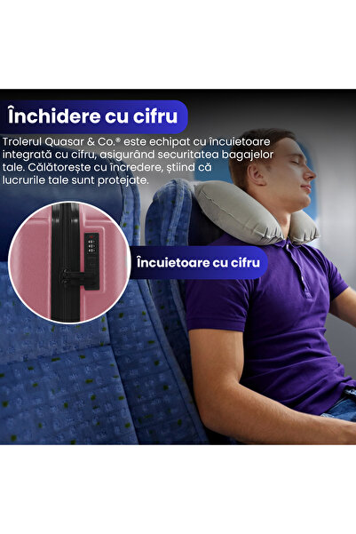 Quasar & Co. Cabin trolley, 40x30x20cm, hand luggage, trolley with lock, suitcase with 4 removable wheels, ABS, SMART, pink