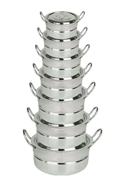 Generic Tayba 7-Piece Aluminum Cookware Set with Belt and Handles - Sizes 1.5/ 3/ 4.5/ 6/ 7.5/ 9.5/ 13 Liters