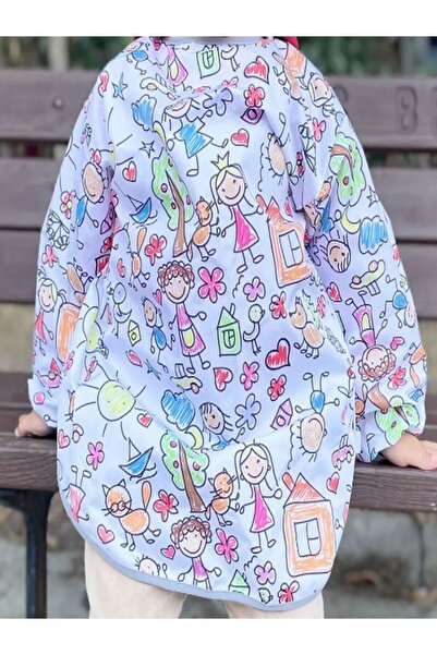 Aşkın Parti Evi Οικογενειακή ποδιά ζωγραφικής 4-7 ετών, αδιάβροχη, πλένεται στο πλυντήριο, μακρυμάνικη παιδική δραστηριότητα