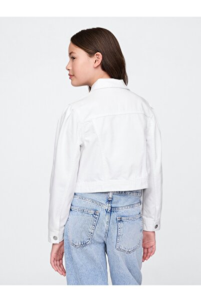 GAP Kız Çocuk Beyaz Crop Denim Ceket