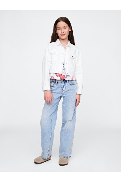 GAP Kız Çocuk Beyaz Crop Denim Ceket