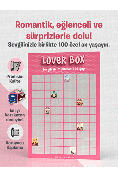 Zigzag Lover Box | Sevgiliyle Yapılacak 100 Eğlenceli Aktivite | Kazı Kazan Poster