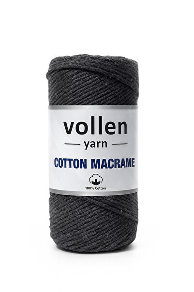 vollen yarn سلسلة مكرامية من القطن باللون الرمادي مقاس 2 مم - حبل من القطن ال...