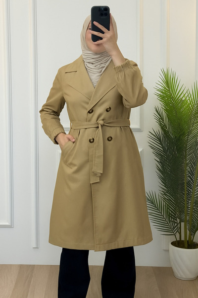 Tebrikler tekstil New Season Women's Trench Coat - Suitable for Summer and Spring, Daily Wear Model G1151