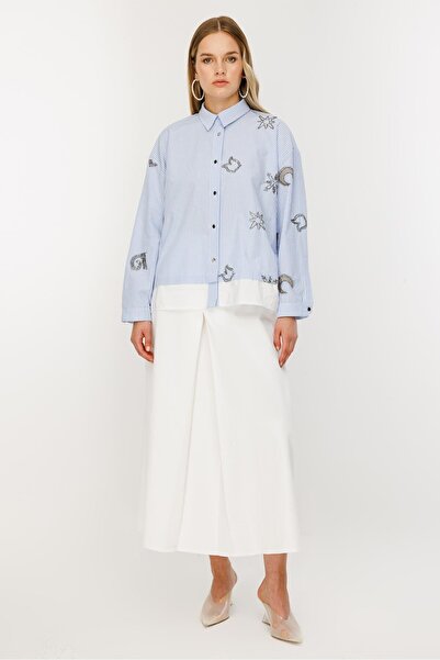 Ghisa Striped Shirt Skirt Set