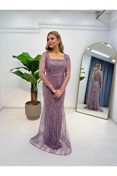 E&A Eren Abiye Kol detaylı askılı pul Payet işlemeli abiye