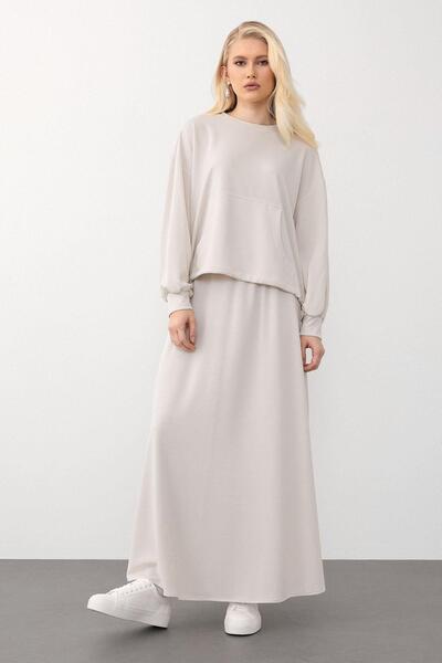 Olcay Premium Oversize Φούστα Φούτερ - CREAM 7011-TK