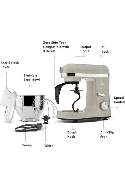 Karaca Hamur Yoğurma MİKSER & Karıştırıcı Püre Çırpma 5LT Mutfak Şefi PRO Çift kollu aparat 6 Kademe1500W