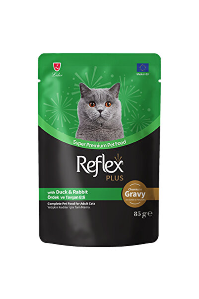 Reflex Plus Sos İçinde Parça Ördek ve Tavşan Etli Yetişkin Kedi Konservesi 85gr