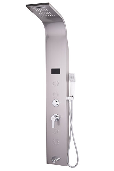 Trendy's Panou dus TRENDY’S, cu hidromasaj inox 5 functii Digital Thermo, gri satin cu led