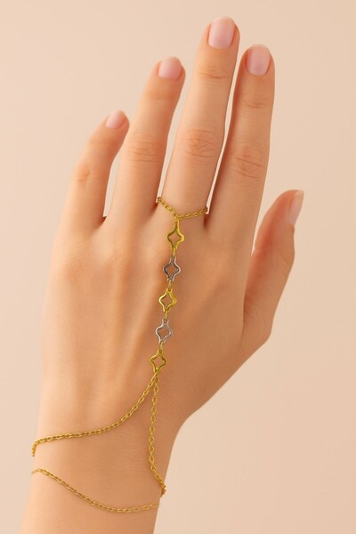 ATALYA ACCESSORY Gold Color Yellow White Clover Steel Shahmeran