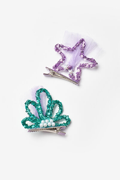 Le Mabelle Girl's Clip Buckle Set with Lilac Star and Mussel Figures