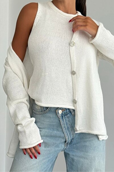 Noi Belis Regular Fit 2-Piece Blouse-Cardigan Knitwear Set Aw25Hi0005