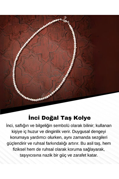 Saff Doğal Taş Sertifikalı Kum Inci Doğal Taş Kolye - Gümüş Kapama