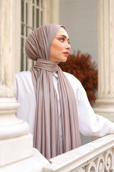 shalby Hijab Combed Shawl Dark Mink