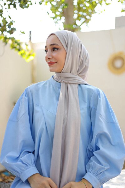 shalby Χτενισμένο βαμβακερό σάλι Hijab Μπεζ