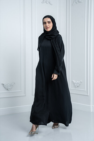 LAVİNİA عباية نسائية من لافينيا, قماش الفرسان تطريز يدوي على الأكمام