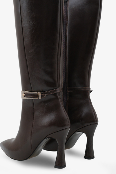 LOJO Dámské boty na podpatku se zapínáním na zip na boku Kilves hnědé