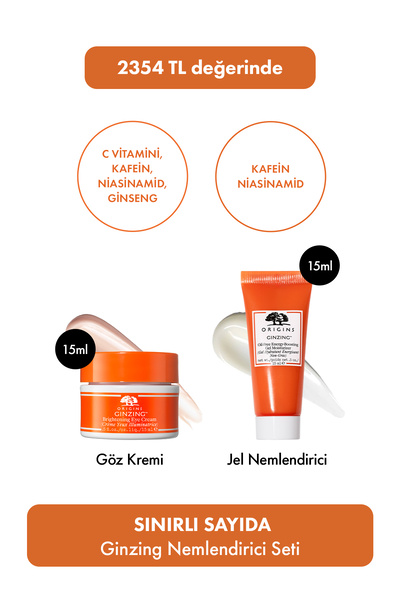 Origins Ginzing Original Göz Çevresi Kremi ve Jel Nemlendirici Seti