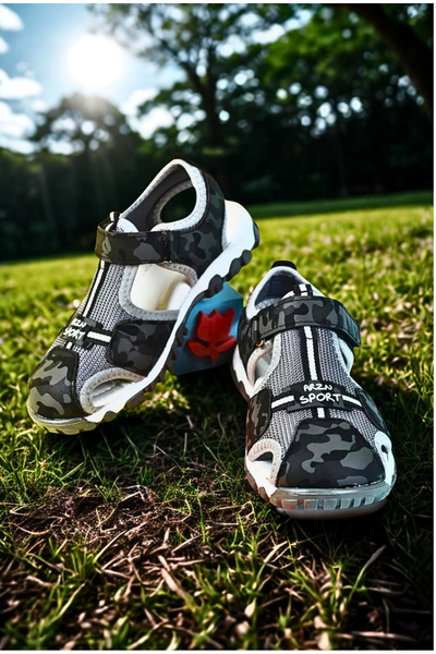 Moda Lime Full Orthopedic Patterned Unisex Children's Sandals - Suitable for Breathable and Foot Anatomy