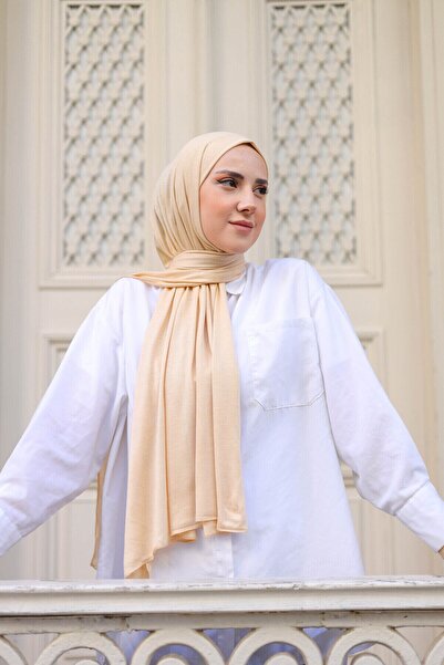 shalby Hijab șal din bumbac pieptănat galben pal