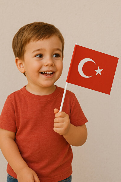 Huzur Party Store Küçük Boy 10 Adet Çubuklu Kağıt Türk Bayrağı Sopalı Saplı A...