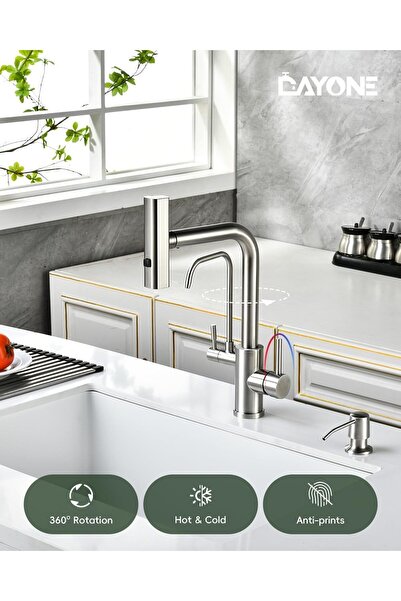OEM Mutfak Evye Bataryası Dual Flow Su Arıtma Çıkışlı Spiralli + Sıvı Sabunlu...
