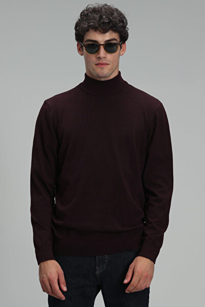 Lufian Point Half Fisherman Men's Sweater Claret Red